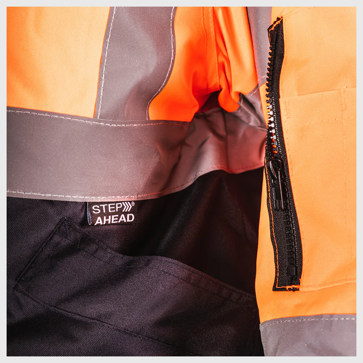 Step Ahead Hi Visibility Orange/Navy Two Tone Bomber Jacket