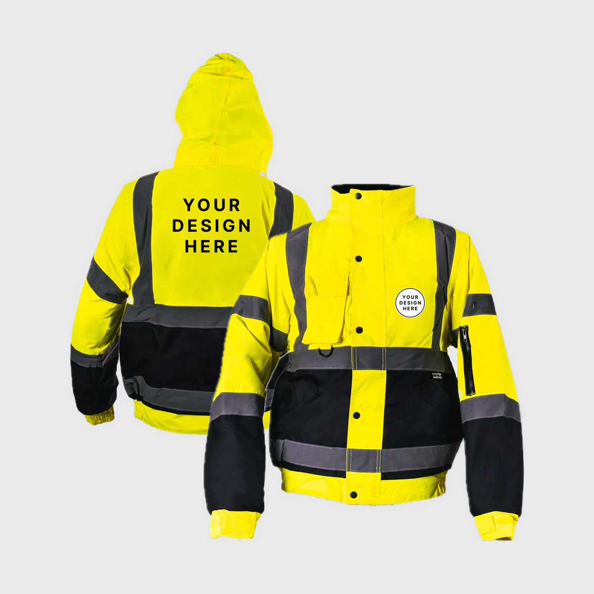 Custom Print Step Ahead Hi VisibilityTwo Tone Bomber Jacket