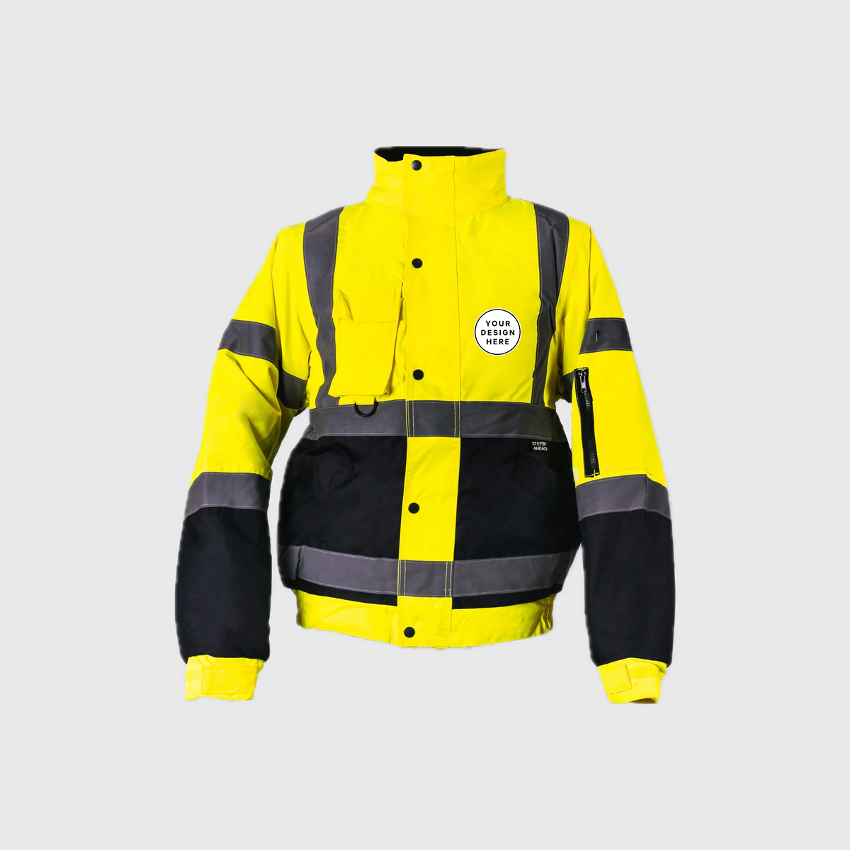 Custom Print Step Ahead Hi VisibilityTwo Tone Bomber Jacket