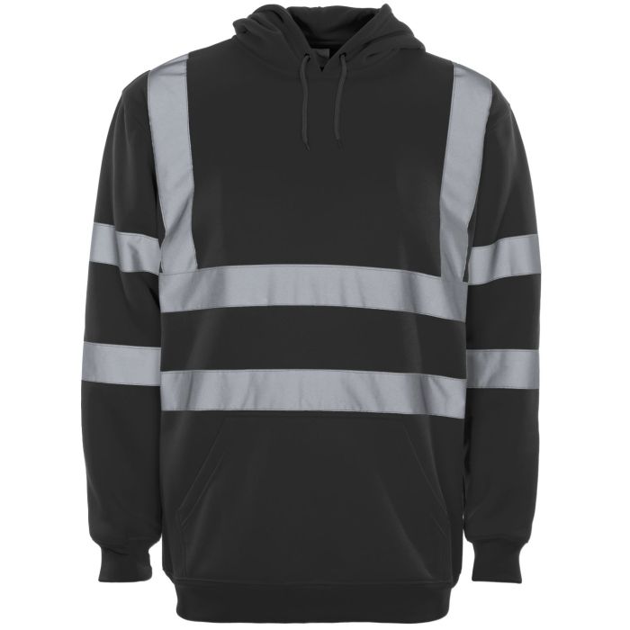 Supertouch Hi Vis Black Hooded Sweatshirt