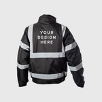 Custom Print Hi Visibility Black Bomber Jacket