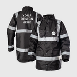 Custom Print Hi Visibility Black Parka Jacket