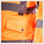 Custom Print Hi-Viz Bomber Jacket Class 3 Waterproof with Fleece Collar