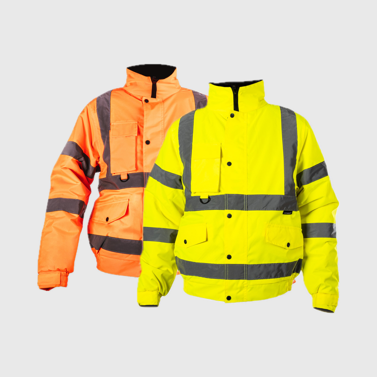 Hi-Viz Bomber Jacket | Class 3 Waterproof Workwear with Fleece Collar