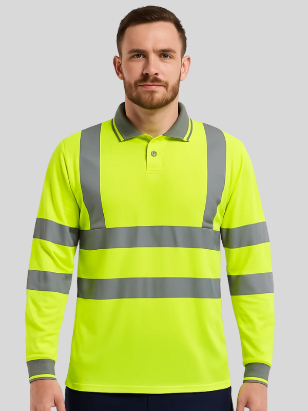 Hi Vis Long Sleeve Polo Shirt Class 3