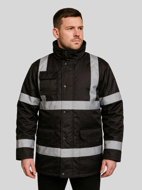 Hi Visibility Black Parka Jacket