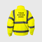 Custom Print Hi-Viz Bomber Jacket Class 3 Waterproof with Fleece Collar