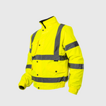 Hi-Viz Bomber Jacket | Class 3 Waterproof Workwear with Fleece Collar