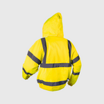 Hi-Viz Bomber Jacket | Class 3 Waterproof Workwear with Fleece Collar