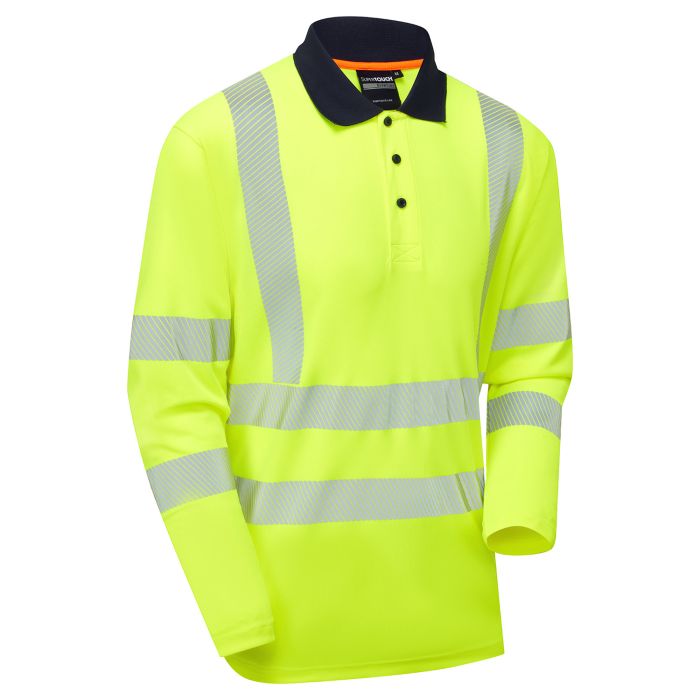 Essentials Hi-Vis Eco CoolMax Yellow Long Sleeve Polo