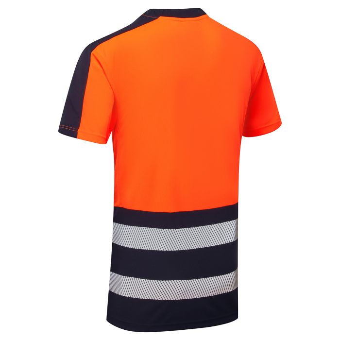 Essentials Hi Vis Eco CoolAir 2 Tone Orange/Navy T-Shirt