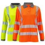 Ladies Jaya Hi-Viz Long Sleeve Polo Shirt Class 2/3 - High Visibility
