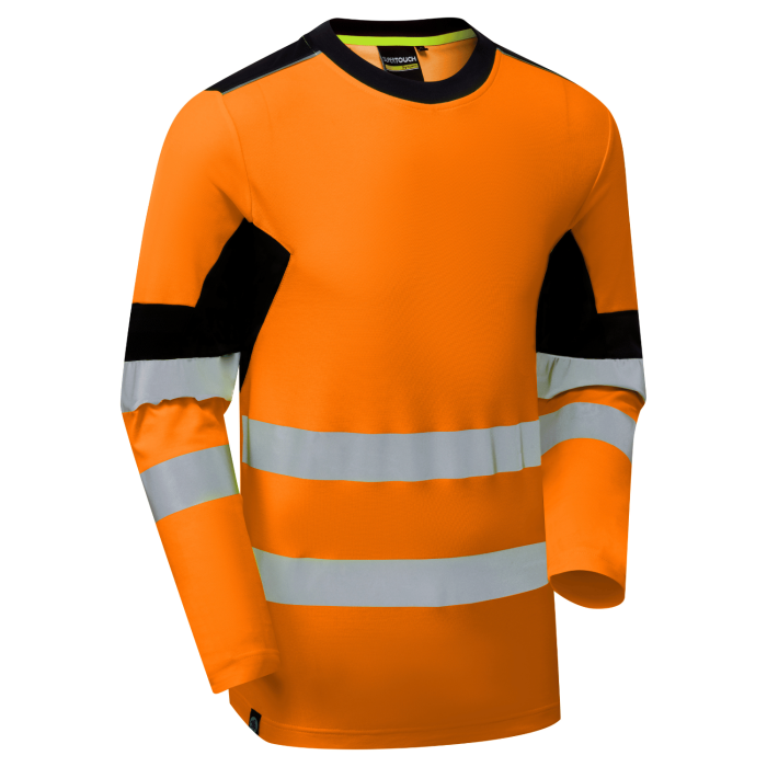 System Hi-Vis Eco Long Sleeve Cotton Cool Orange T-Shirt