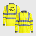 Custom Print Hi Vis Visibility Long Sleeve Polo Shirts