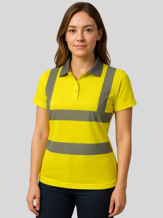 Ladies  Hi-Viz Short Sleeve Polo Shirt