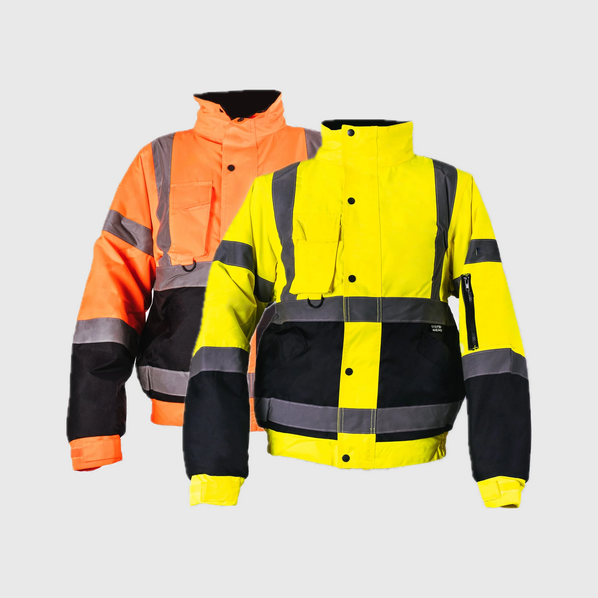 Step Ahead Hi Visibility Orange/Navy Two Tone Bomber Jacket