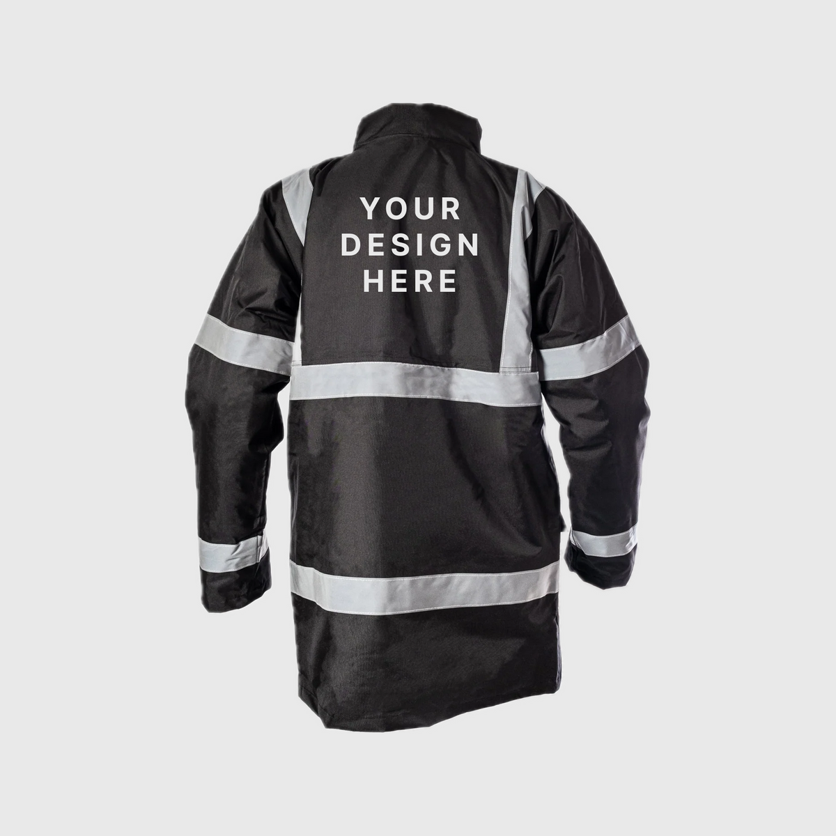 Custom Print Hi Visibility Black Parka Jacket