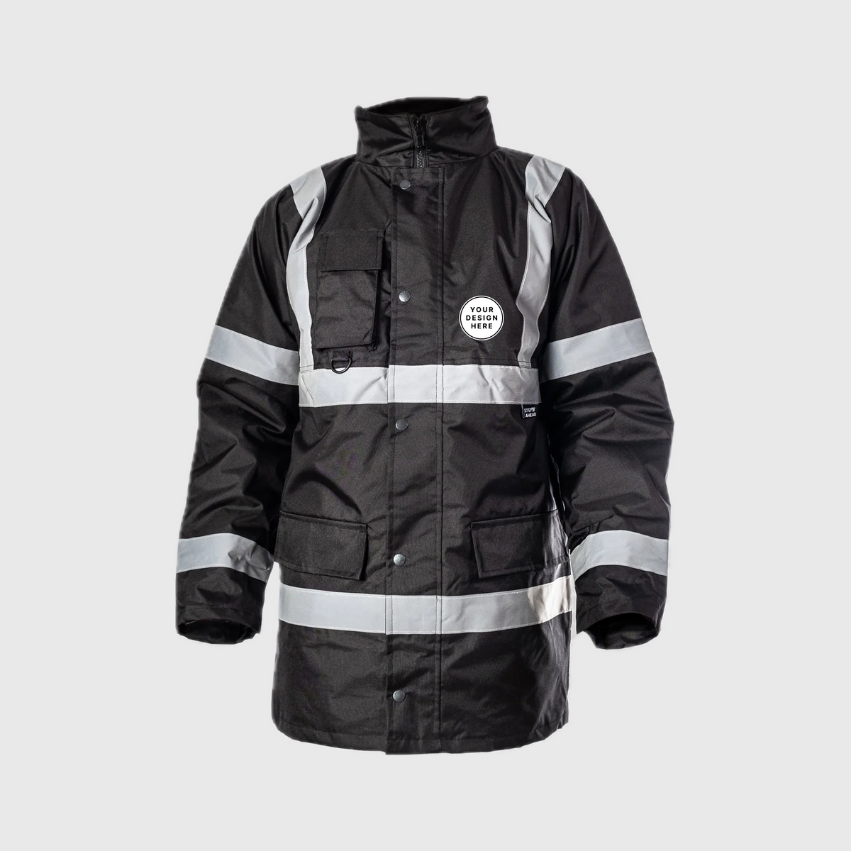 Custom Print Hi Visibility Black Parka Jacket