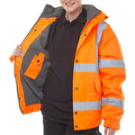 Click Hi-Viz Fleece Lined Bomber Jacket Class 3