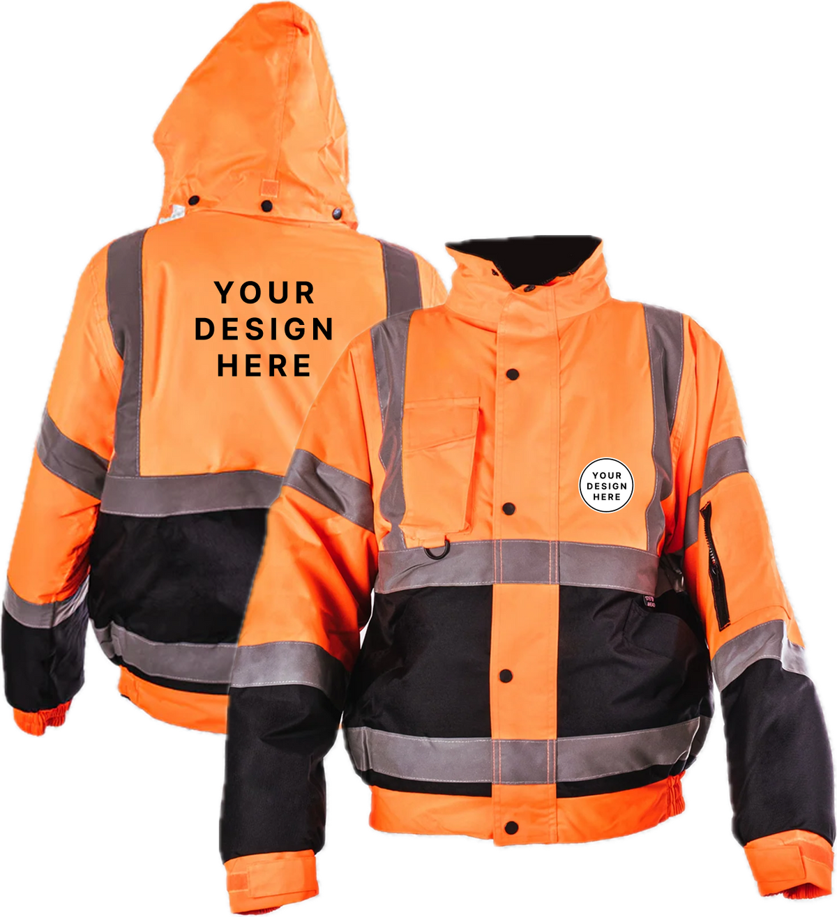 Custom Print Step Ahead Hi VisibilityTwo Tone Bomber Jacket