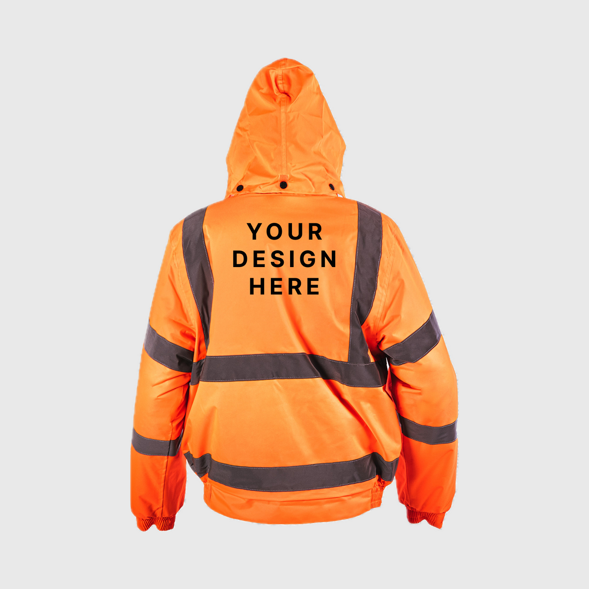 Custom Print Hi-Viz Bomber Jacket Class 3 Waterproof with Fleece Collar