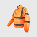Hi-Viz Bomber Jacket | Class 3 Waterproof Workwear with Fleece Collar