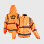 Custom Print Hi-Viz Bomber Jacket Class 3 Waterproof with Fleece Collar