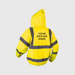 Custom Print Hi-Viz Bomber Jacket Class 3 Waterproof with Fleece Collar
