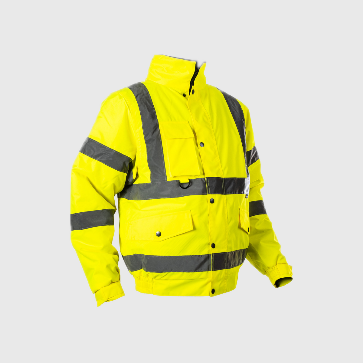 Hi-Viz Bomber Jacket | Class 3 Waterproof Workwear with Fleece Collar