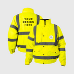 Custom Print Hi-Viz Bomber Jacket Class 3 Waterproof with Fleece Collar