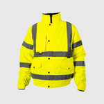 Custom Print Hi-Viz Bomber Jacket Class 3 Waterproof with Fleece Collar