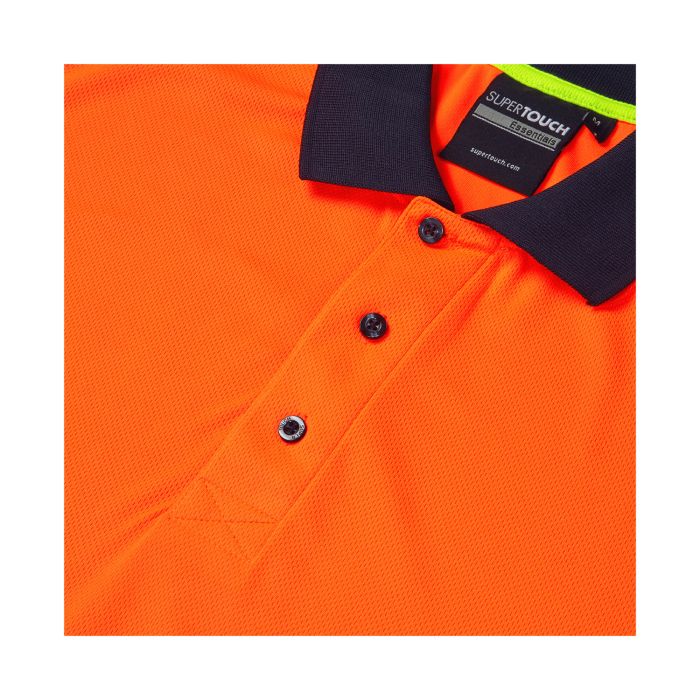 Essentials Hi-Vis Eco Coolair 2 Tone Orange/Navy Polo Shirt