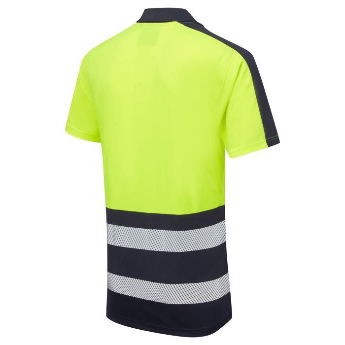 Essentials Hi-Vis Eco Coolair 2 Tone Yellow/Navy Polo Shirt