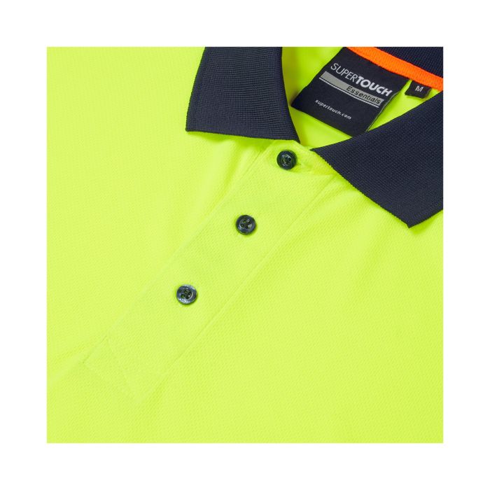 Essentials Hi-Vis Eco Coolair 2 Tone Yellow/Navy Polo Shirt