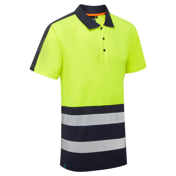 Essentials Hi-Vis Eco Coolair 2 Tone Yellow/Navy Polo Shirt
