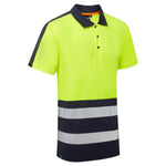 Essentials Hi-Vis Eco Coolair 2 Tone Yellow/Navy Polo Shirt