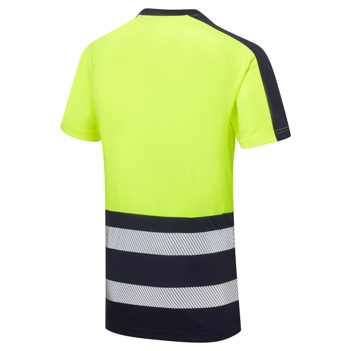 Essentials Hi Vis Eco CoolAir 2 Tone Yellow/Navy T-Shirt