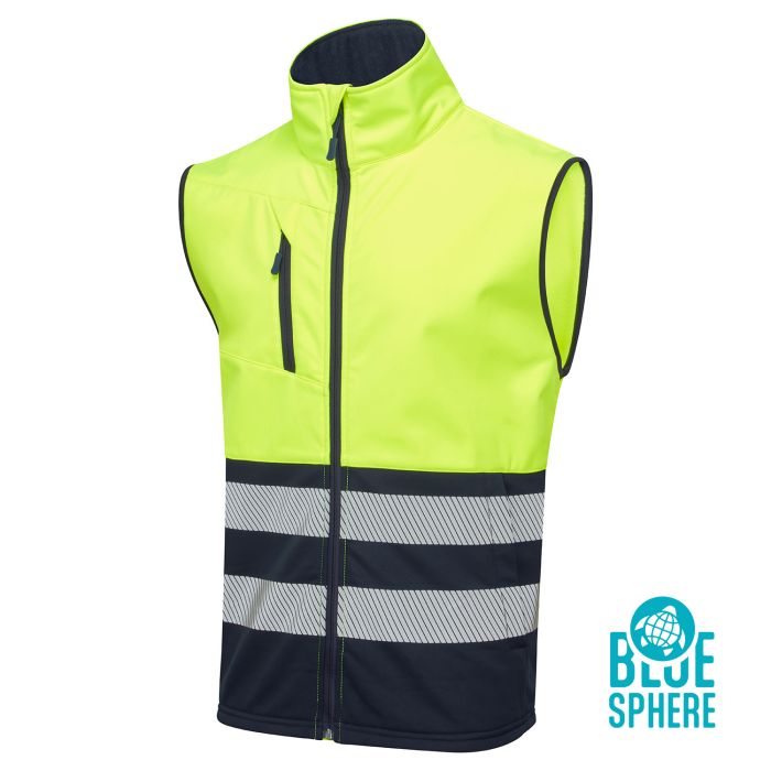 Essentials Hi Vis Eco Coolair 2 Tone Yellow/Navy Softshell Gilet