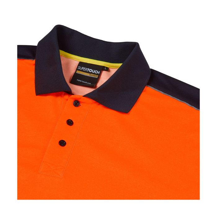 System Hi-Vis Eco Orange CottonCool Long Sleeve Polo