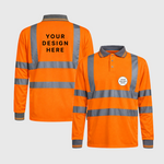 Custom Print Hi Vis Visibility Long Sleeve Polo Shirts