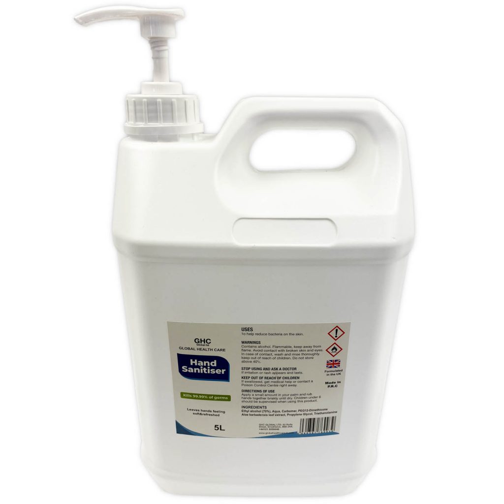 5 Litre Hand Sanitiser With Pump Pro Workwear